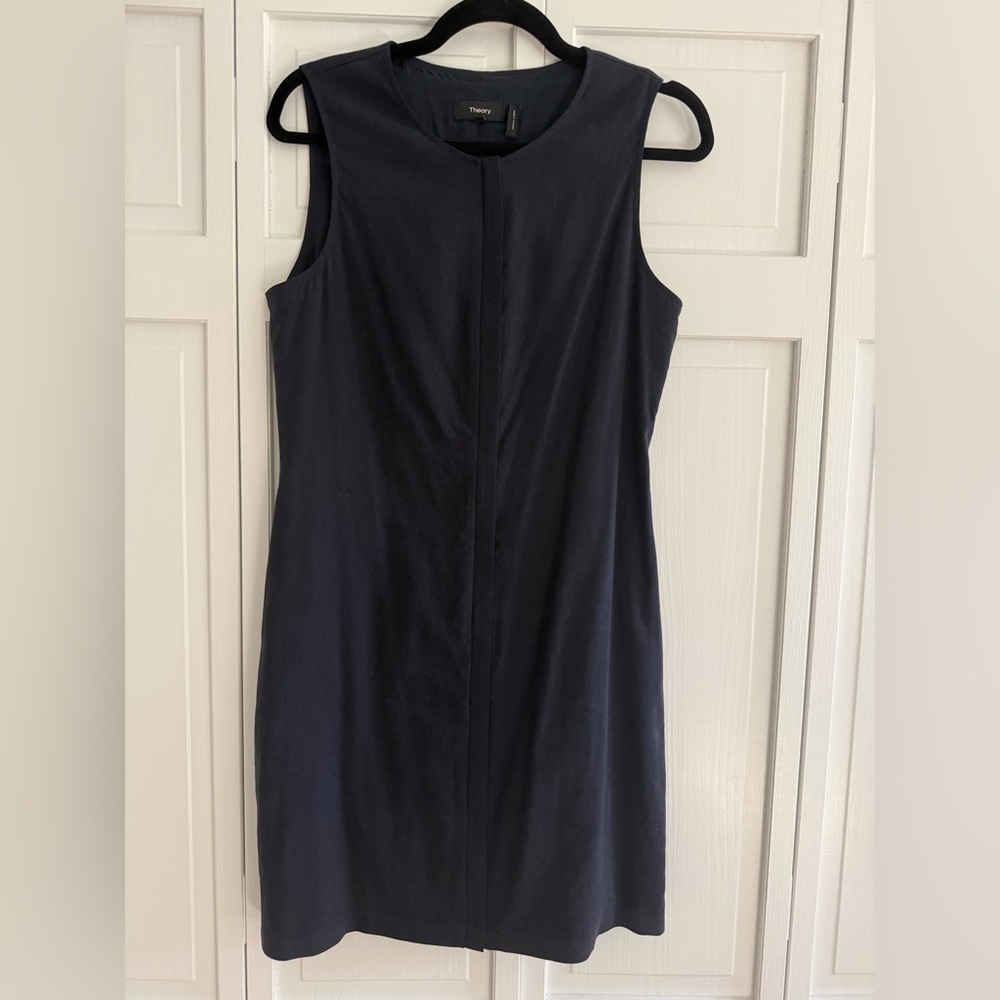 Sleeveless Linen Theory Dress | Navy | Size 6